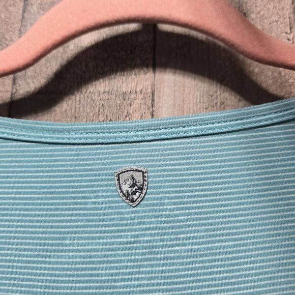 5/$25 KUHL Shirt Womans Blue Stripe Venture Shadow Short Sleeve Stretch - Picture 3 of 5